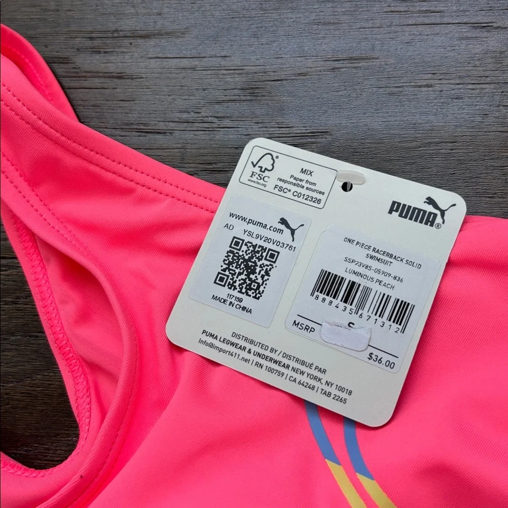 Puma Circle Cutout Racerback one piece,Puma logo, luminous peach
